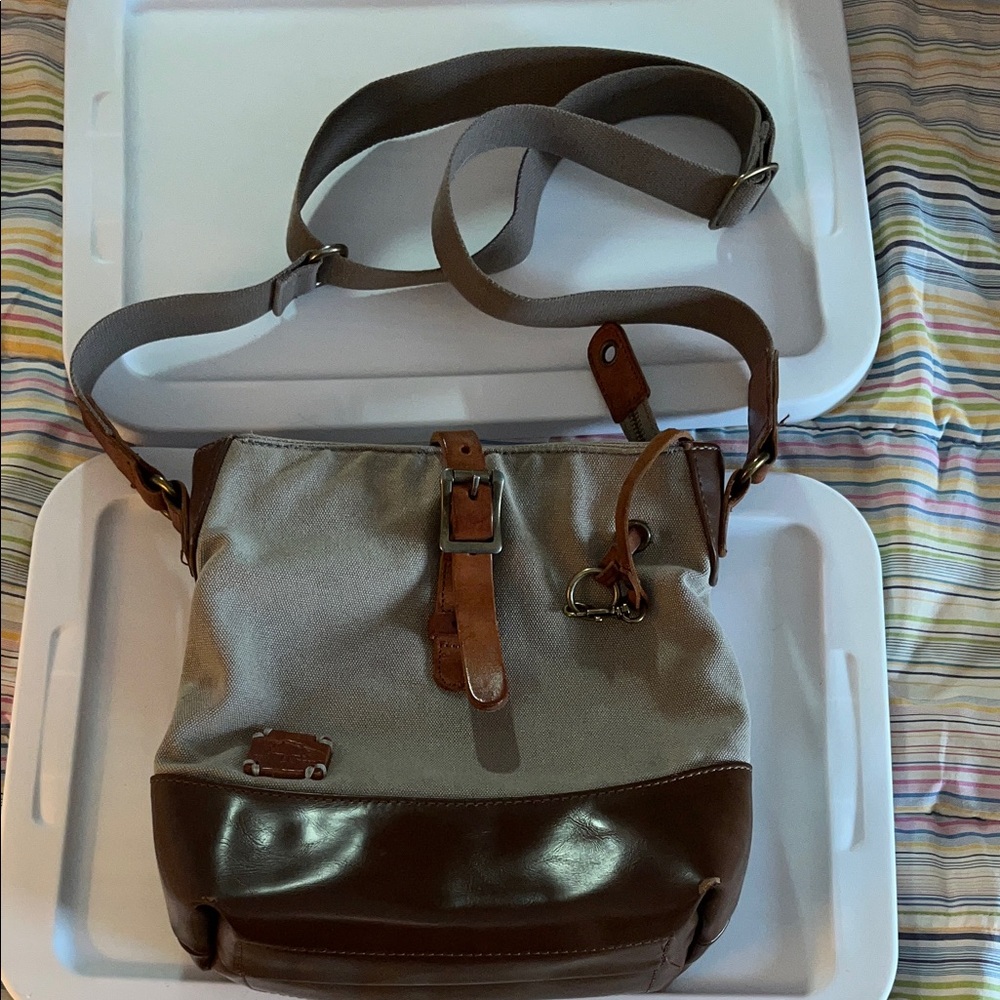 TSD Brand Canvas‎ and Leather Brown and Tan Men's Crossbody Bag